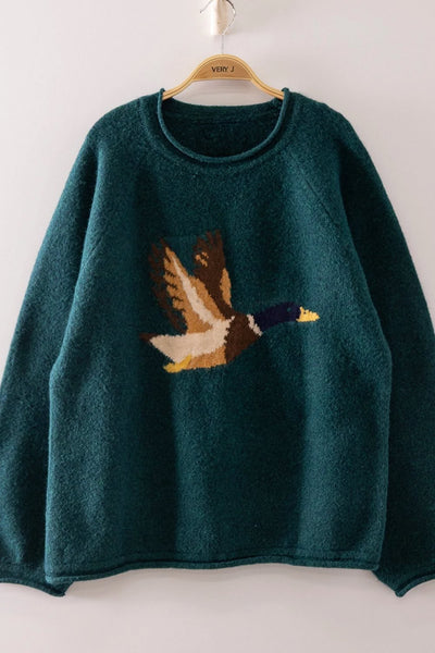 Mallard In Flight Sweater - Forest