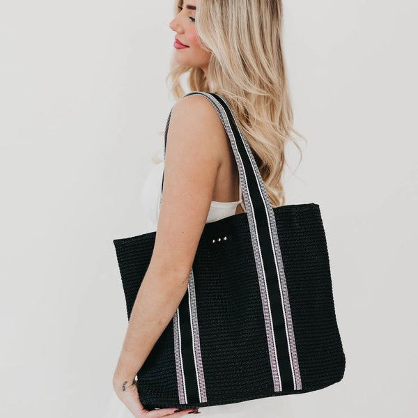 Ruby Raffia Tote - Black