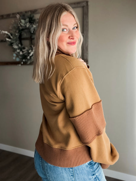 Nola Half Zip Pullover - Sepia