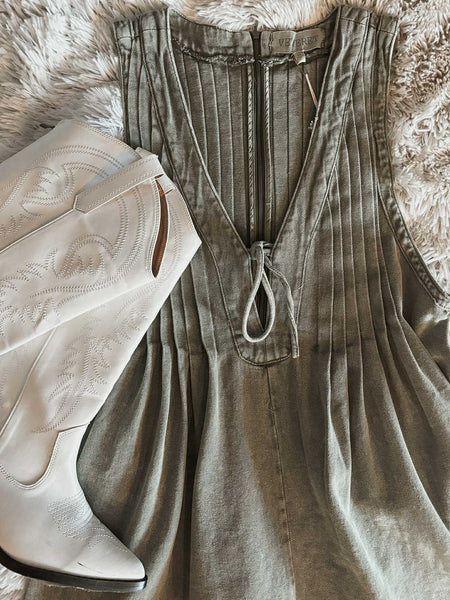 Nolia Denim Romper - Vintage Olive