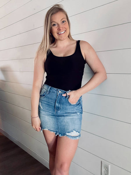 Jude Distressed Denim Skirt