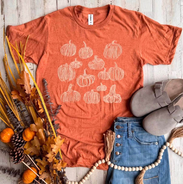 Hand Drawn Pumpkin Graphic Tee