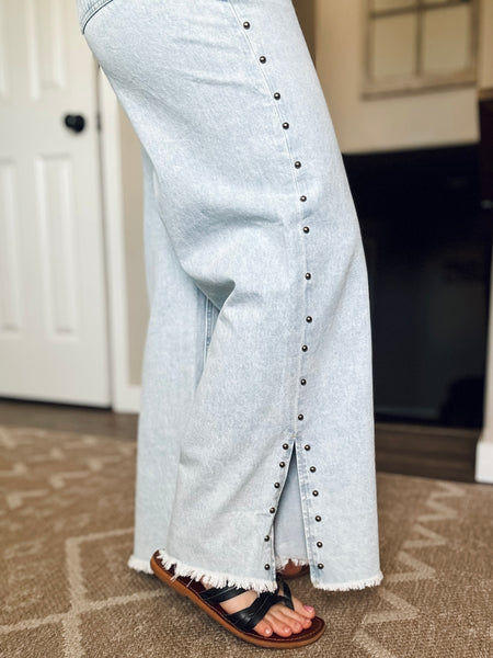 Yvie Studded Side Slit Denim