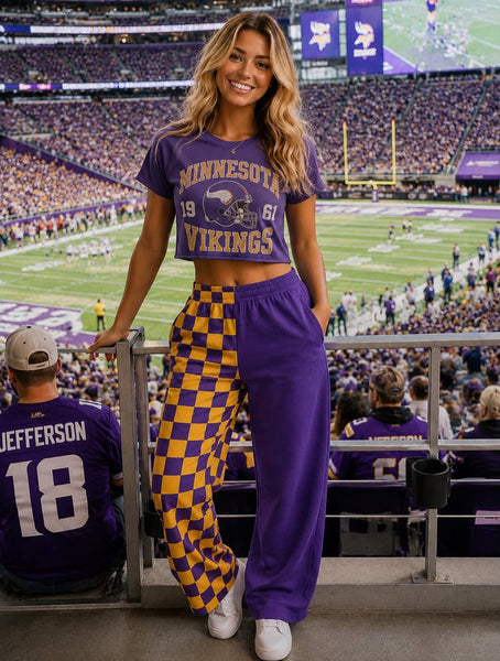 PREORDER Spiritwear Checkered Split Leg Bottom - MN VIKINGS