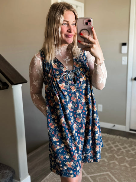 Gardenia Floral Denim Romper