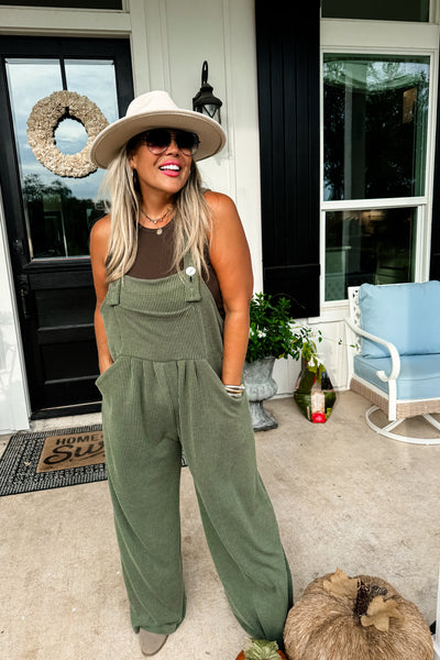 Janice Ribbed Overalls - 2 Color Options