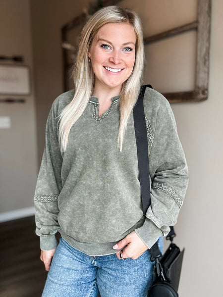Annalisa Lace Patchwork Sweatshirt - SIZE MEDIUM