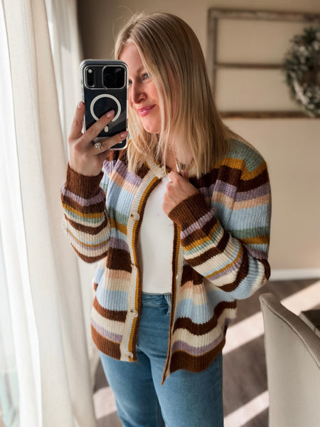 Faye Stripe Knit Cardigan
