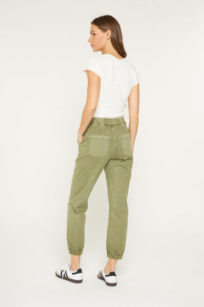 Marrah Cropped Denim Jogger - Olive