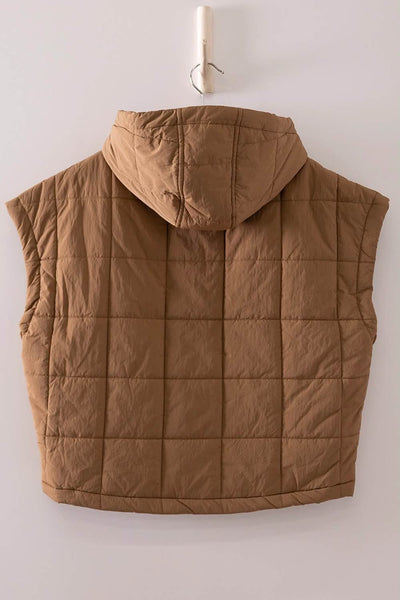 Jenla Quilted Puffer Vest - Mocha