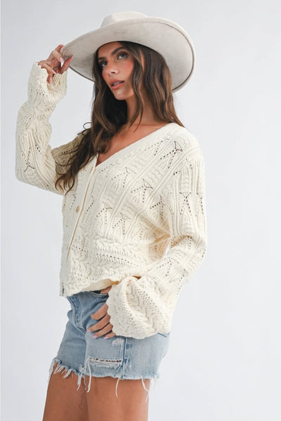 Maelle Textured Pointelle Cardigan