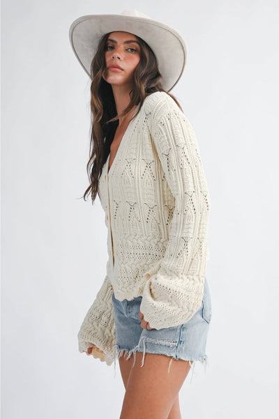 Maelle Textured Pointelle Cardigan