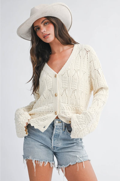 Maelle Textured Pointelle Cardigan