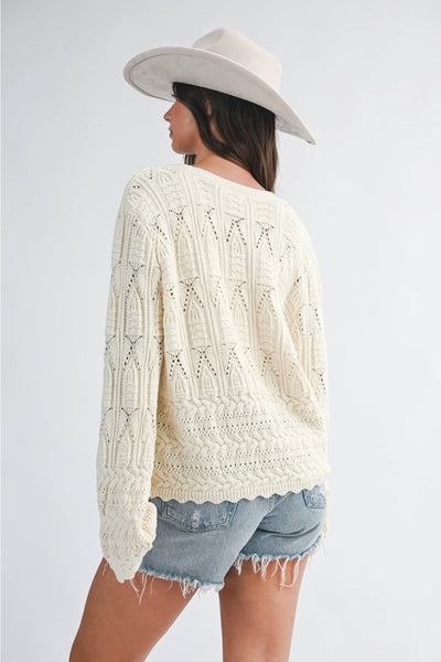 Maelle Textured Pointelle Cardigan