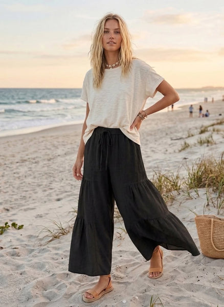 Romilly Tiered Palazzo Pant - Black