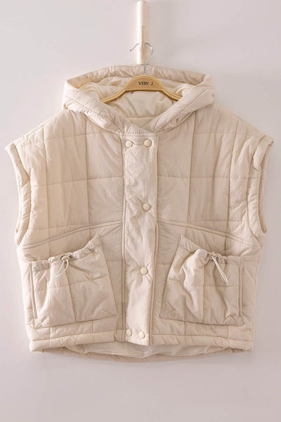 Jenla Quilted Puffer Vest - Cream