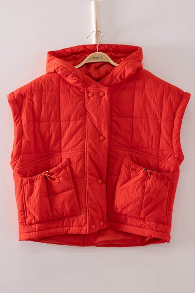 Jenla Quilted Puffer Vest - Red