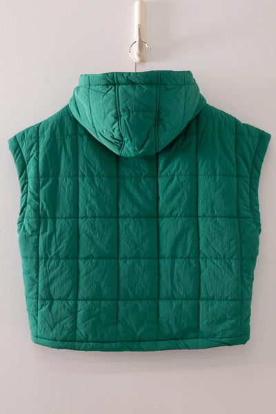 Jenla Quilted Puffer Vest - Green
