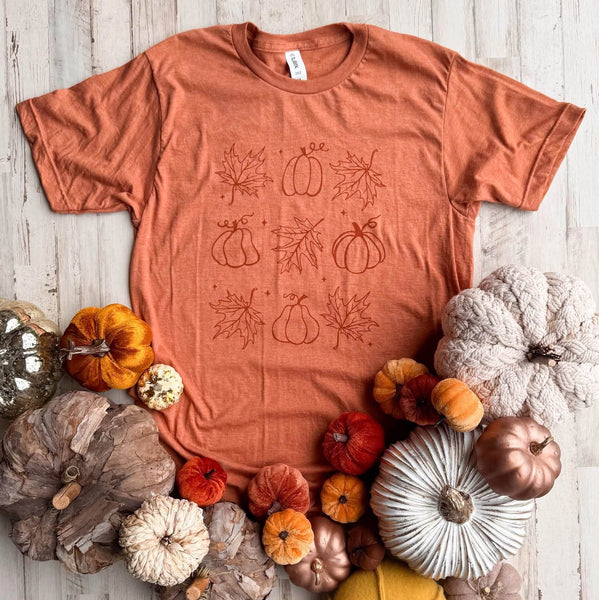 Fall Leaves & Pumpkins Graphic Tee
