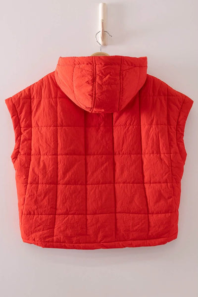 Jenla Quilted Puffer Vest - Red