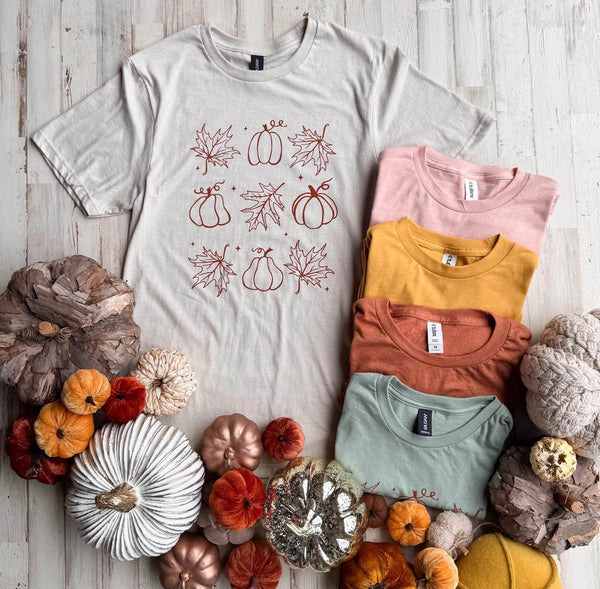 Fall Leaves & Pumpkins Graphic Tee