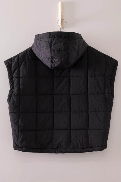 Jenla Quilted Puffer Vest - Black