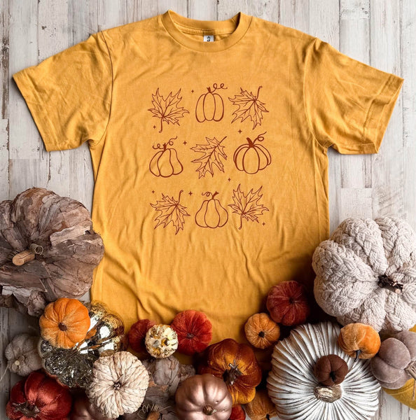 Fall Leaves & Pumpkins Graphic Tee