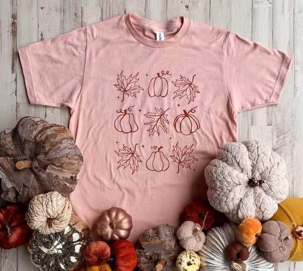 Fall Leaves & Pumpkins Graphic Tee
