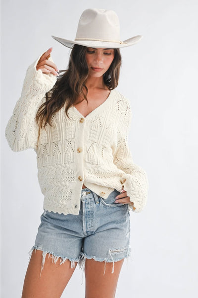 Maelle Textured Pointelle Cardigan