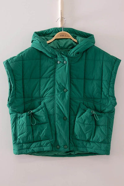 Jenla Quilted Puffer Vest - Green