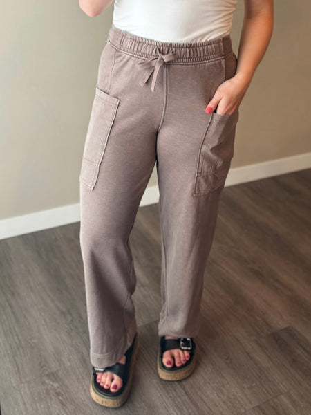 Laela French Terry Cargo Pant - Mocha