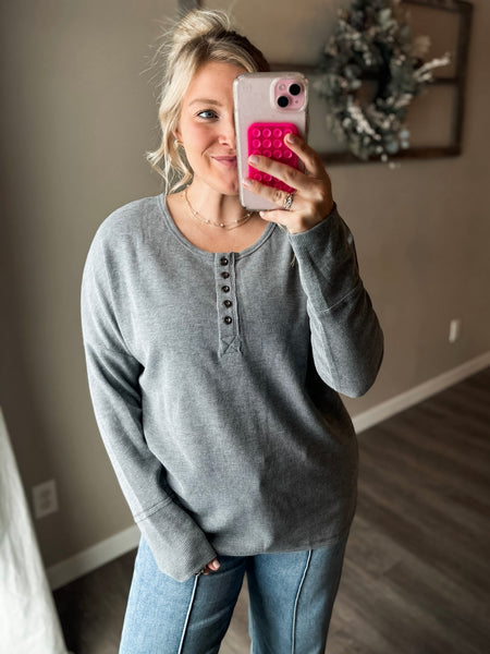 PREORDER Nyx Waffle Knit Button Top