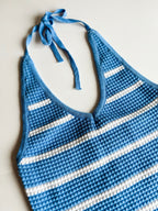 Striped Textured Knit Halter Top