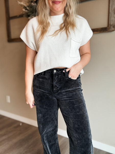 Miller Wide Leg Corduroy Pants - Black