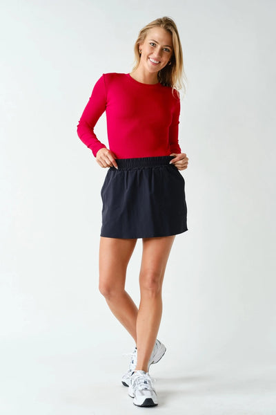 Mella Micro-Ribbed Long Sleeve - Cherry