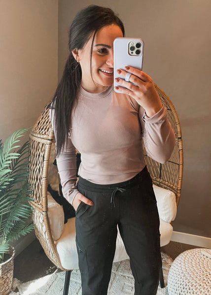 Mella Micro-Ribbed Long Sleeve - Truffle