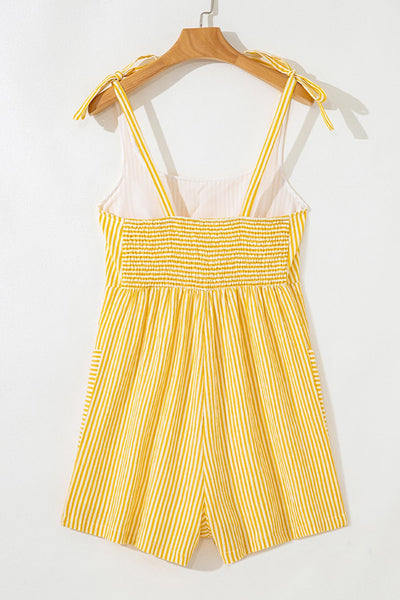 Lemon Drop Shoulder Tie Romper