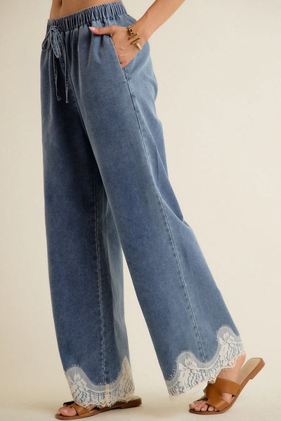 Nelli Lace Trim Wide Leg Pants