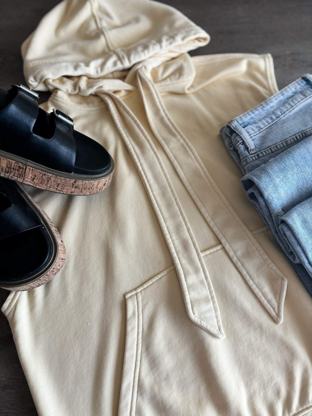 Vaela French Terry Sleeveless Hoodie