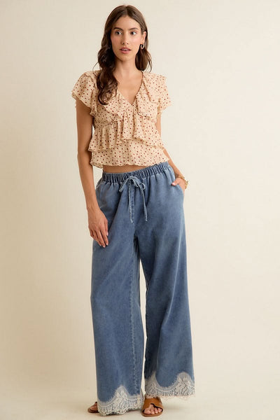 Nelli Lace Trim Wide Leg Pants