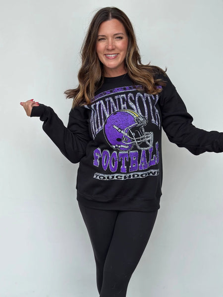 Throwback Oversized Print Vikings Sweatshirt