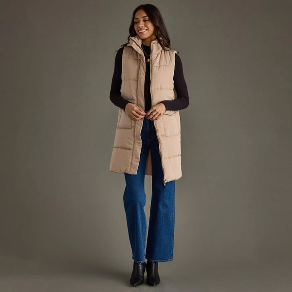 Tahoe Longline Puffer Vest - Tan
