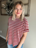 Maeven Exposed Seam Ribbed Top - Rust - SIZE S/M
