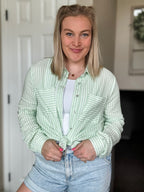 Eliana Stripe Button Up - Lime - SIZE SMALL