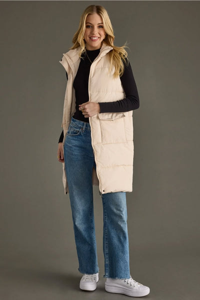Tahoe Longline Puffer Vest - Cream