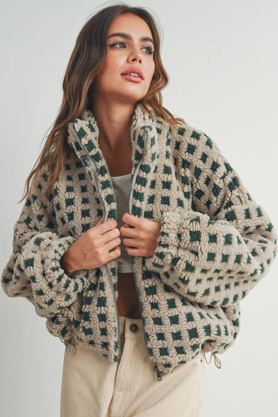 Vallie Fuzzy Sherpa Jacket - Taupe