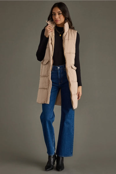 Tahoe Longline Puffer Vest - Tan