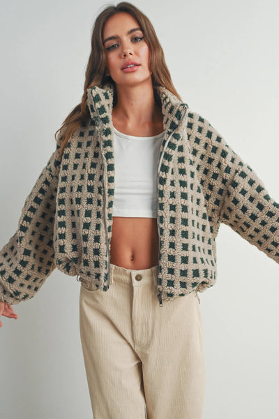 Vallie Fuzzy Sherpa Jacket - Taupe
