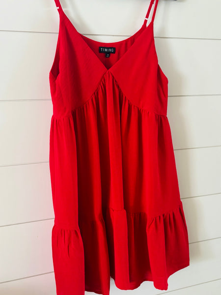Island Glow Babydoll Dress - Red