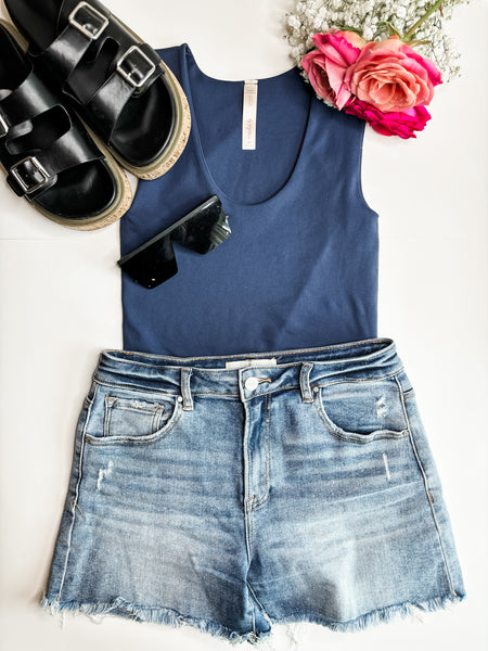 Meera Double-Layered Luxe Tank - Prussian Blue